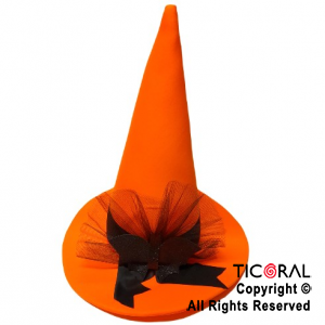 SOMB BRUJA HALLOWEEN NARANJA CON APLIQUE NEGRO x 1